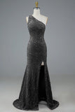 One Shoulder Sequin Long Prom HZ0307