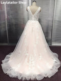 LTP1202,Pink Wedding Dress V Neck Bridal Gowns Backless Sleeveless Lace Bride Dresses Country vestidos de HZ0307