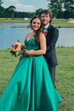 Sweetheart Green Satin A-line Long Formal HZ0307