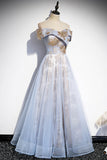 Off the Shoulder Light Blue Long Party HZ0307