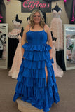 Spaghetti Strap Ruffle Prom Dress with High HZ0307