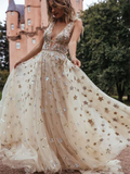 Sexy V-Neck Star A-Line Prom HZ0307