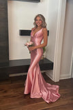 Straps Pink Mermaid Long Formal HZ0307
