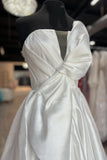 Strapless White Satin A-line Long Formal HZ0307