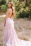 Pastel Yellow Mermaid Lace Evening Prom HZ0307