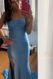 Light Blue Spaghetti Strap Mermaid Prom Dress with HZ0307