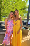 Sweetheart Yellow Chiffon Keyhole Long Formal HZ0307