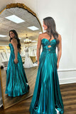 Sweetheart Blue Metallic Pleated Long Formal HZ0307
