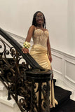 Spaghetti Straps Sage Beaded Satin Long Formal HZ0307