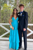 Blue Chiffon Cutouts Tiered Party HZ0307