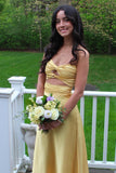 Knot Front Aqua Satin Fitted Long Party HZ0307
