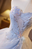 Sweetheart Blue Ruched A-line Prom HZ0307