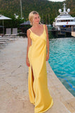 Straps Yellow Soft Satin Long Maxi HZ0307