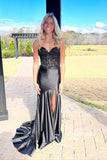 Sweetheart Black Appliques Mermaid Prom Dress with HZ0307