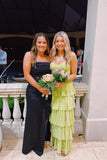 Apple Green Bustier Chiffon Tiered Maxi HZ0307