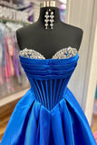 Beaded Sweetheart Royal Blue Satin Formal HZ0307