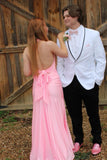 Halter Pink Fitted Long Formal HZ0307