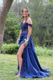 Off the Shoulder Appliques Corset Long Formal HZ0307