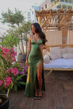Sexy Straps Green Soft Satin Long HZ0307