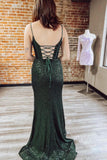 Straps Black Sequin Mermaid Long Formal HZ0307