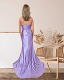 Sweetheart Lavender Lace Ruched Fitted Long Formal HZ0307