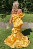 Strapless Yellow Mermaid Long Formal Dress with A HZ0307