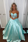 Beaded Sheer Aqua Satinn A-line Formal HZ0307
