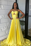 Yellow Straps Cutout Empire A-line Party HZ0307
