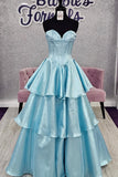 Royal Blue Strapless Corset A-line Long Formal HZ0307