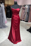 Straps Wine Red Satin Cowl Neck HZ0307
