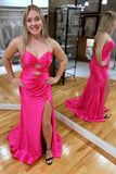Dark Green Keyhole Satin Fitted Long Prom HZ0307