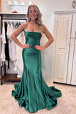 Green Beaded Neckline Ruched Neckline Mermaid HZ0307