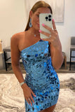 Asymmetrical Glass Mirror One Shoulder Homecoming HZ0307