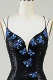 Black Glitter Tight Homecoming Dress with Sequins HZ0307