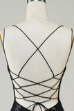 Black Glitter Tight Homecoming Dress with Sequins HZ0307