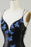 Black Glitter Tight Homecoming Dress with Sequins HZ0307