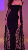 Black Lace Bodycon Prom Dresses Mermaid Off The Shoulder Grabs Party HZ0307