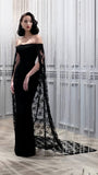 Black Lace Bodycon Prom Dresses Mermaid Off The Shoulder Grabs Party HZ0307