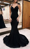 Black Mermaid Prom Dresses, Open Back Trumpet Evening HZ0307
