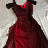 Black Red Gradient Color Chiffon Prom Dresses Long Evening Formal HZ0307