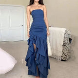 Blue Prom Dresses, Strapless Evening HZ0307