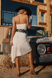 Boho Style White Lace Strapless Short Dress, HZ0307
