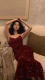Burgundy Sequin Bodycon Prom HZ0307