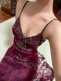 Charming Purple Lace Beaded Party Dresses Sexy Night Formal Prom HZ0307