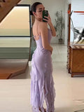 Chic Lilac Chiffon Sheath Long Prom Dresses With HZ0307