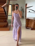 Chic Lilac Chiffon Sheath Long Prom Dresses With HZ0307