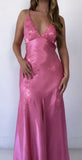 Chic Mermaid Spaghetti Straps Pink Satin Evening Dress Long Prom HZ0307