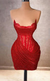 Chic Red Lace Homecoming Dresses Mini Party Gown, HZ0307