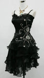 Classic Black Organza Ruffle Short Party Dress, Spaghetti Straps Homecoming Dresses, HZ0307