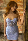 Classic Sequin Bodycon Homecoming Dresses Hot Pink Cocktail Dress, HZ0307